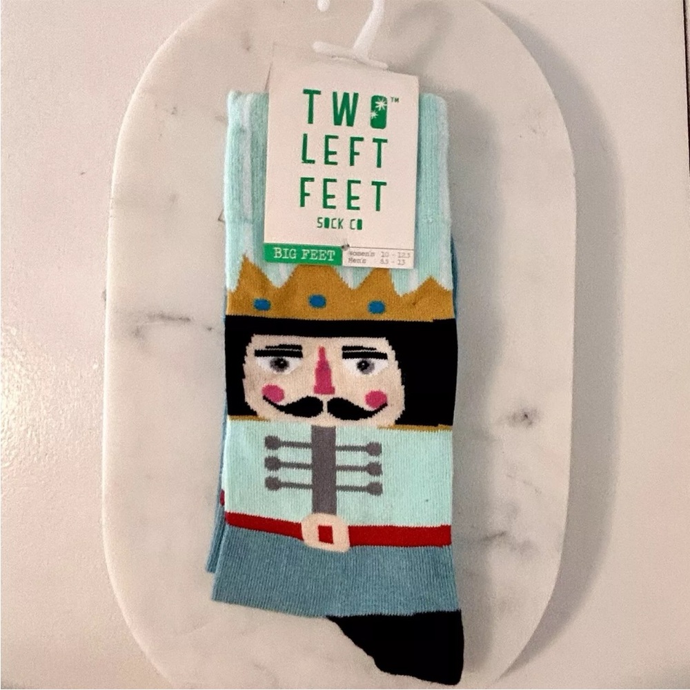 Two Left Feet Nutcracker Socks Women's Unisex Crew Socks Shoe Size 10-13 NWT